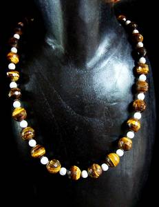 COLLIER OEIL DE TIGRE+MAGNESITE 4 ( 78gr/45cm)