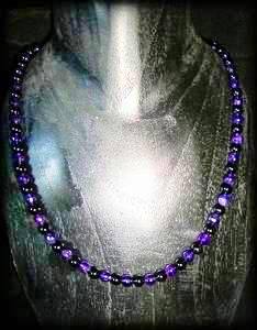 COLLIER AMETHYSTE +TOURMALINE(30gr/46cm)