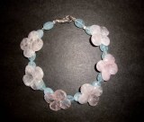 PINK QUARTZ+AQUA MARINA BRACELET(30gr/21cm)