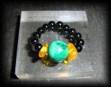 AMBER+MALACHITE+TOURMALINE RING(7gr/elastic)