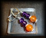 AMETHYSTE+CARNELIAN EARINGS(8gr/claps)