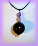 ONYX PEARL 16MM+FACETED AMETHYST PENDANT(15gr/3cm)