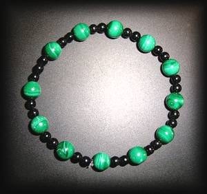 MALACHITE+TOURMALINE BRACELET(18gr/elastic)