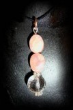 PINK OPALE+QUARTZ FACETED PENDANT(10gr/3.3cm)