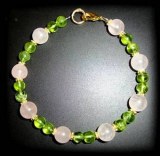 PINK QUARTZ+PERIDOT BRACELET(20gr/fermoir)