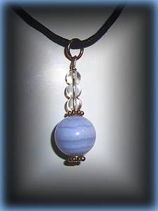 BLUE CALCEDONY+QUARTZ PENDANT(10gr/3cm)