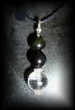 OBSIDIAN+FACETED QUARTZ PENDANT(10gr/3cm)