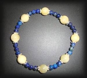 YELLOW CALCIT+LAPIS LAZULI BRACELET(15gr/elastic)