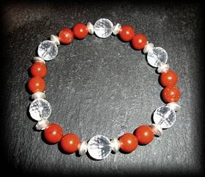 RED JASPER+FACETED QUARTZ BRACELET(30gr/elastic)