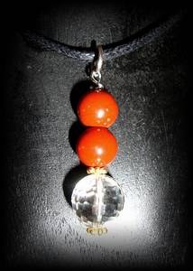 RED JASPER+FACETED QUARTZ PENDANT ( 10 gr/3cm)