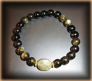 GOLD CELESTIAN OBSIDIAN BRACELET(18gr/elastic)