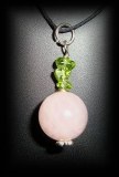 PINK QUARTZ+PERIDOT PENDANT(15gr/3cm)