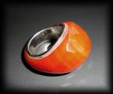 CARNELIAN FACETED SIVER RING(20gr/size57)