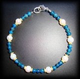 PEARL +BLUE APATITE BRACELET ( 18gr/)