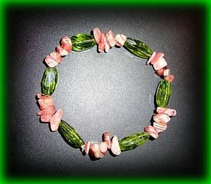 FACETED PERIDOT+RHODOCROSITE BRACELET(16gr/elastic)