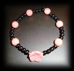 RHODONITE FLOWER+TOURMALINE BRACELET(14gr/elastic)