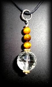 TIGER EYE+FACETED QUARTZ PENDANT(10gr/3cm)