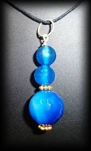 BLUE FACETED AGATE PENDANT2(11gr/3.2cm)