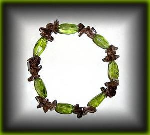 FACETED PERIDOT+SMOKED QUARTZ BRACELET(16gr/elastic)