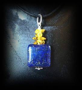 LAPIS LAZULI+AMBER PENDANT2(10gr/3cm)