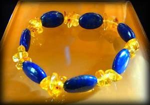 LAPIS LAZULI+AMBER BRACELET(20gr/elastic)