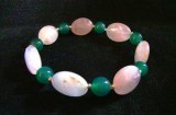 GREEN AGATE+PINK QUARTZ BRACELET(20gr/elastic)