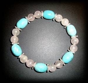 AQUAMARINE +PINK QUARTZ BBRACELET( 30gr/elastic)