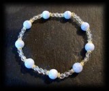 BLUE CALCEDOINE+QUARTZ BRACELET( 15gr/elastic)