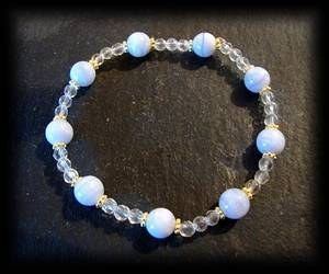 BLUE CALCEDOINE+QUARTZ BRACELET( 15gr/elastic)