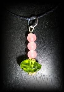 PERIDOT+PINK QUARTZ PENDANT(6gr/2cm)