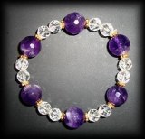 AMETHYST+FACETED QUARTZ BRACELET ( 35 gr/elastic)