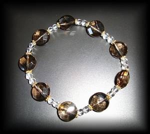 FACETED SMOKED QUARTZ+QUARTZ BRACELET