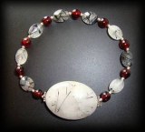 QUARTZ TOURMALINE+GARNET BRACELET(20gr/elastic)