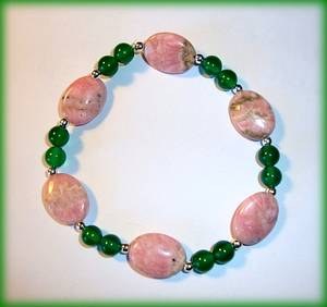 RHODOCROSITE+GREEN AGATE BRACELET(20gr/elastic)