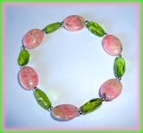 RHODOCROSITE+FACETED PERIDOT BRACELET(22gr/elastic)