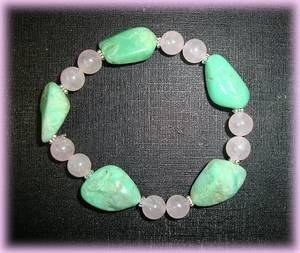 CHRYSOPRASE+PINK QUARTZ BRACELET(25 gr/elastic)