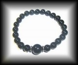 OBSIDIAN+FACETED QUARTZ BRACELET3(20gr/elastic)