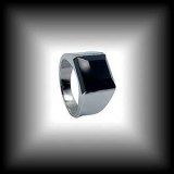 FACETED SILVER ONYX RING ( 12 gr/size 58.60.62)