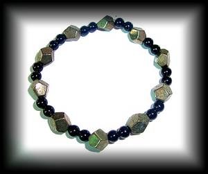 CARVED PYRIT+TOURMALINE BRACELET(20 gr/elastic)