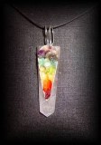 ROSE QUARTZ 7 CHAKRAS PENDANT (14 gr/4.7 cm)