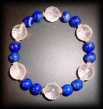 BRACELET LAPIS LAZULI+QUARTZ ROSE FACETTE(30gr/élastique)