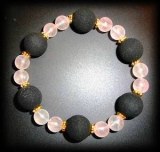 BRACELET LAVE+QUARTZ ROSE ( 30gr/élastique)