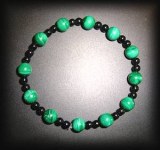 BRACELET MALACHITE+TOURMALINE(18gr/élastique)