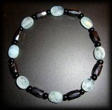 BRACELET AIGUE MARINE +TOURMALINE MAGNETIQUE(18gr/élastique)