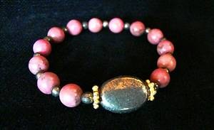 BRACELET RHODONITE+PYRITE ( 19gr/élastique)