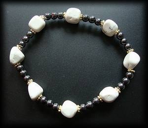 BRACELET MAGNESITE+HEMATITE (20gr/élastique)