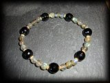 BRACELET LABRADORITE+TOURMALINE FACETEE(20gr/élastique)