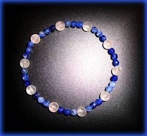 BRACELET SODALITE+QUARTZ ROSE(20gr/élastique)