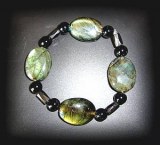 BRACELET LABRADORITE+TOURMALINE MAGNETIQUE( 35gr/élastique)