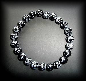 BRACELET OBSIDIENNE FLOCON DE NEIGE(20gr/élastique)